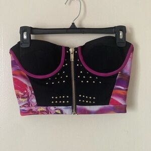 Stylish Black and Pink Studded Women's Top